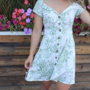 Free people white and green floral dress
